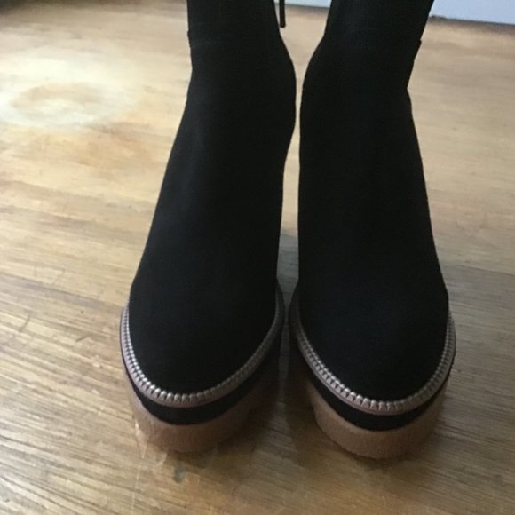 ANTHRO BIBI LOU BLACK SUEDE PLATFORM BOOTIES. 37 - Picture 3 of 7